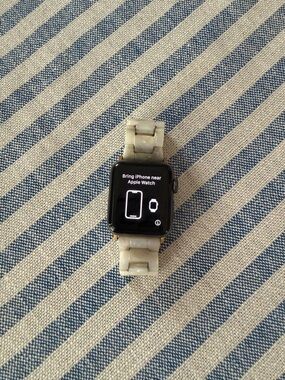 Apple Watch with White Marble Link Band